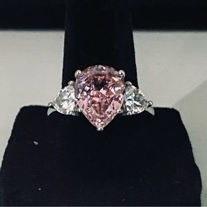 Sterling Silver Pink and White Garnet Ring